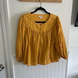 a.n.a Mustard Floral Blouse